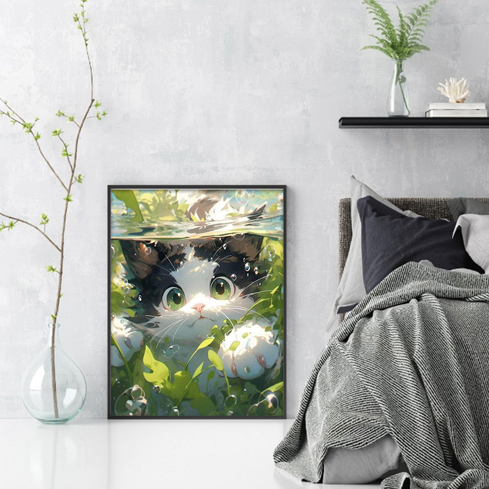 Cute Cat Diving - 11CT Stamped Cross Stitch 40*55CM