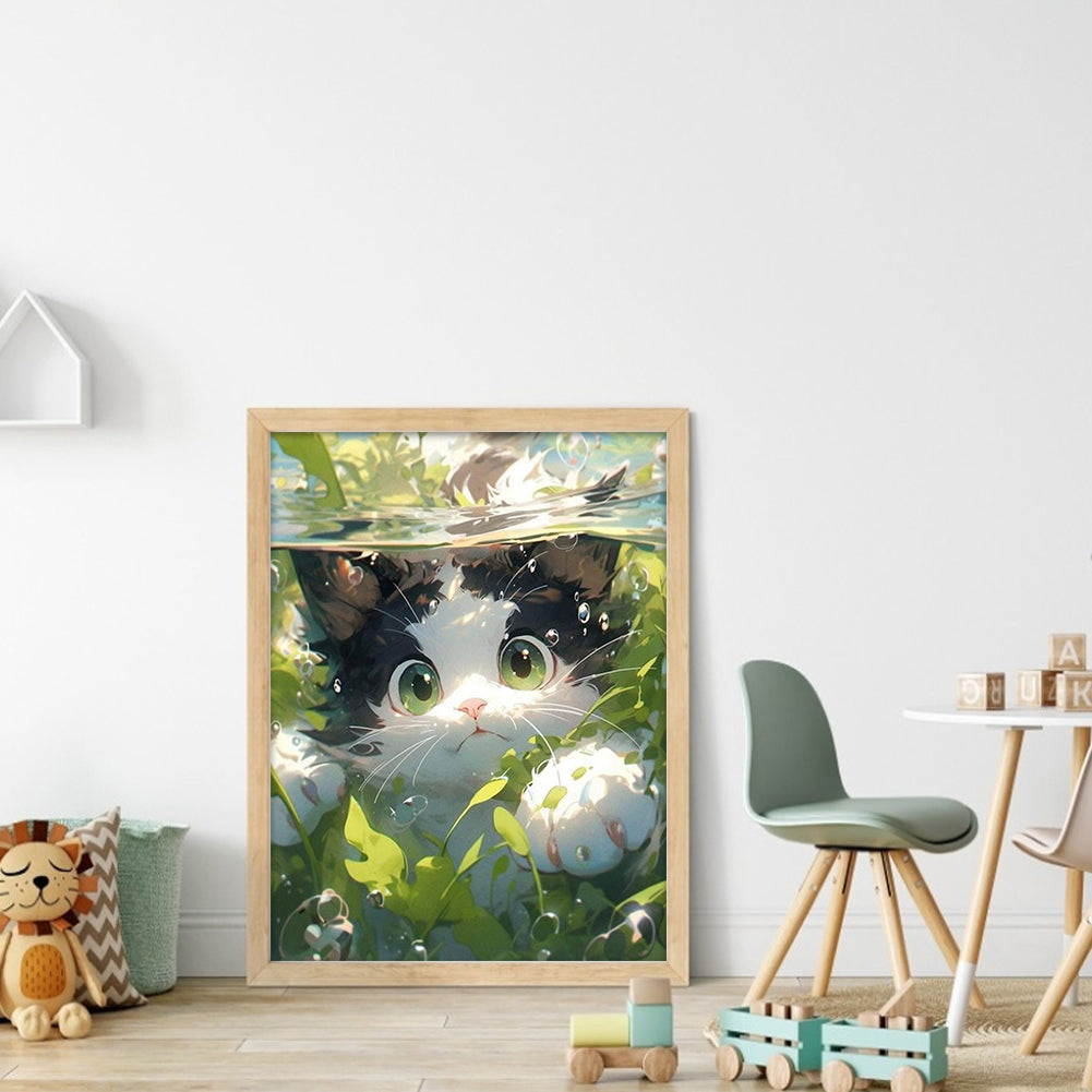 Cute Cat Diving - 11CT Stamped Cross Stitch 40*55CM