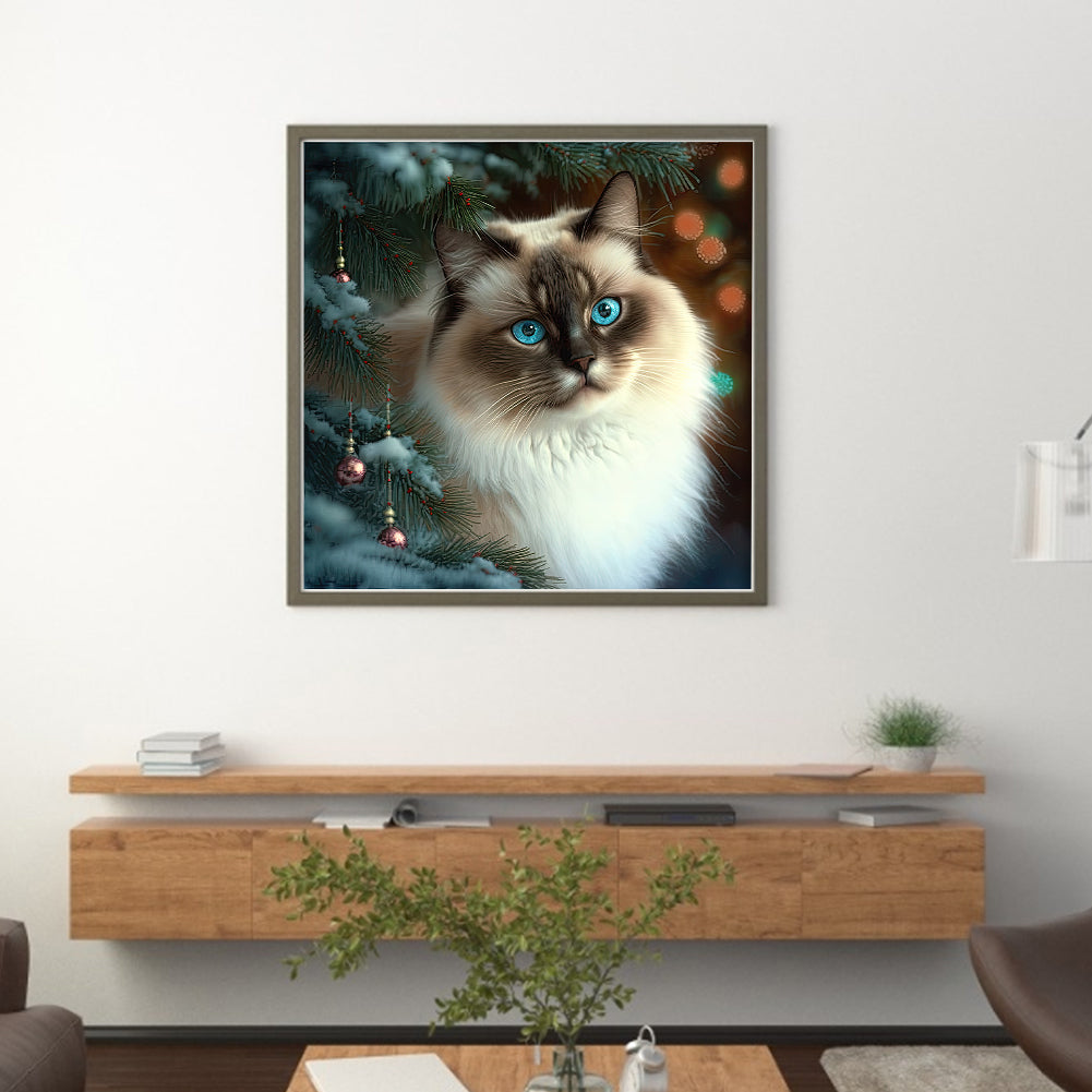 Christmas Cat - 11CT Stamped Cross Stitch 45*45CM