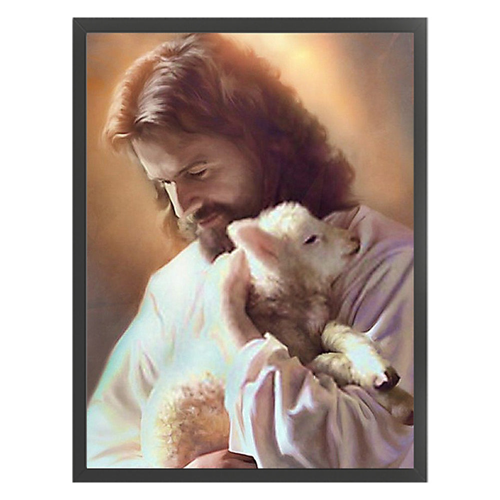 Priest And Lamb - 11CT Stamped Cross Stitch 40*55CM