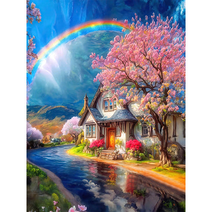 Landscape Scenery Cabin - 11CT Stamped Cross Stitch 50*65CM