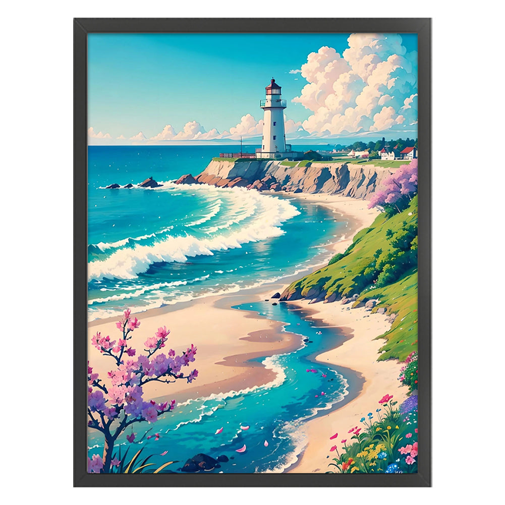 Landscape Lighthouse Scenery - 11CT Stamped Cross Stitch 50*65CM