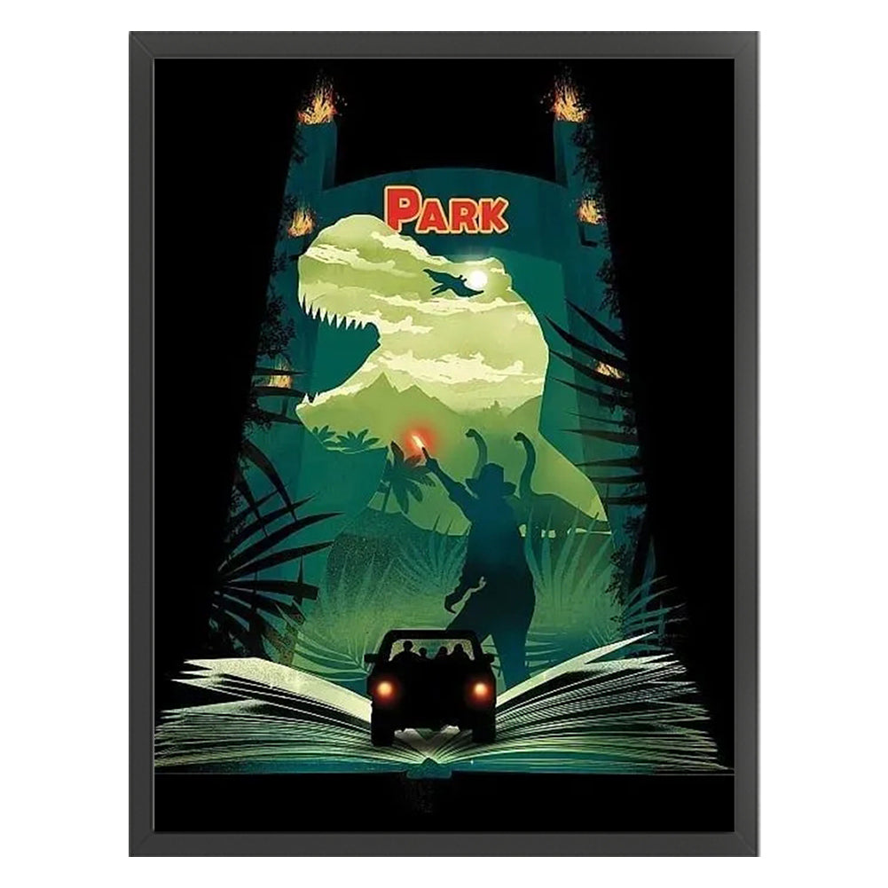 Silhouette-Dinosaur Book Truck - 11CT Stamped Cross Stitch 40*56CM