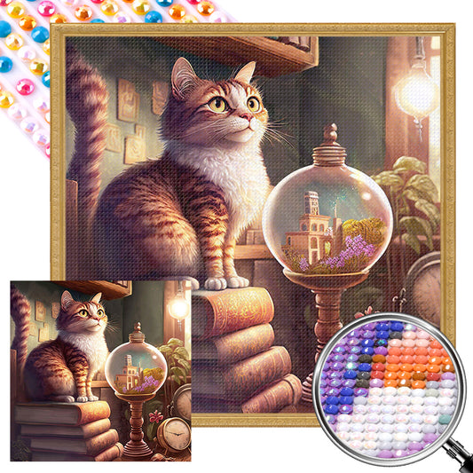 Crystal Ball Cat - Full AB Round Drill Diamond Painting 40*40CM