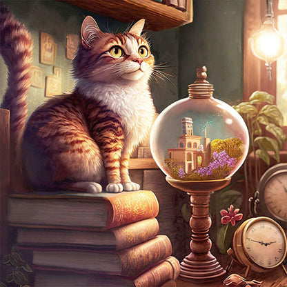 Crystal Ball Cat - Full AB Round Drill Diamond Painting 40*40CM