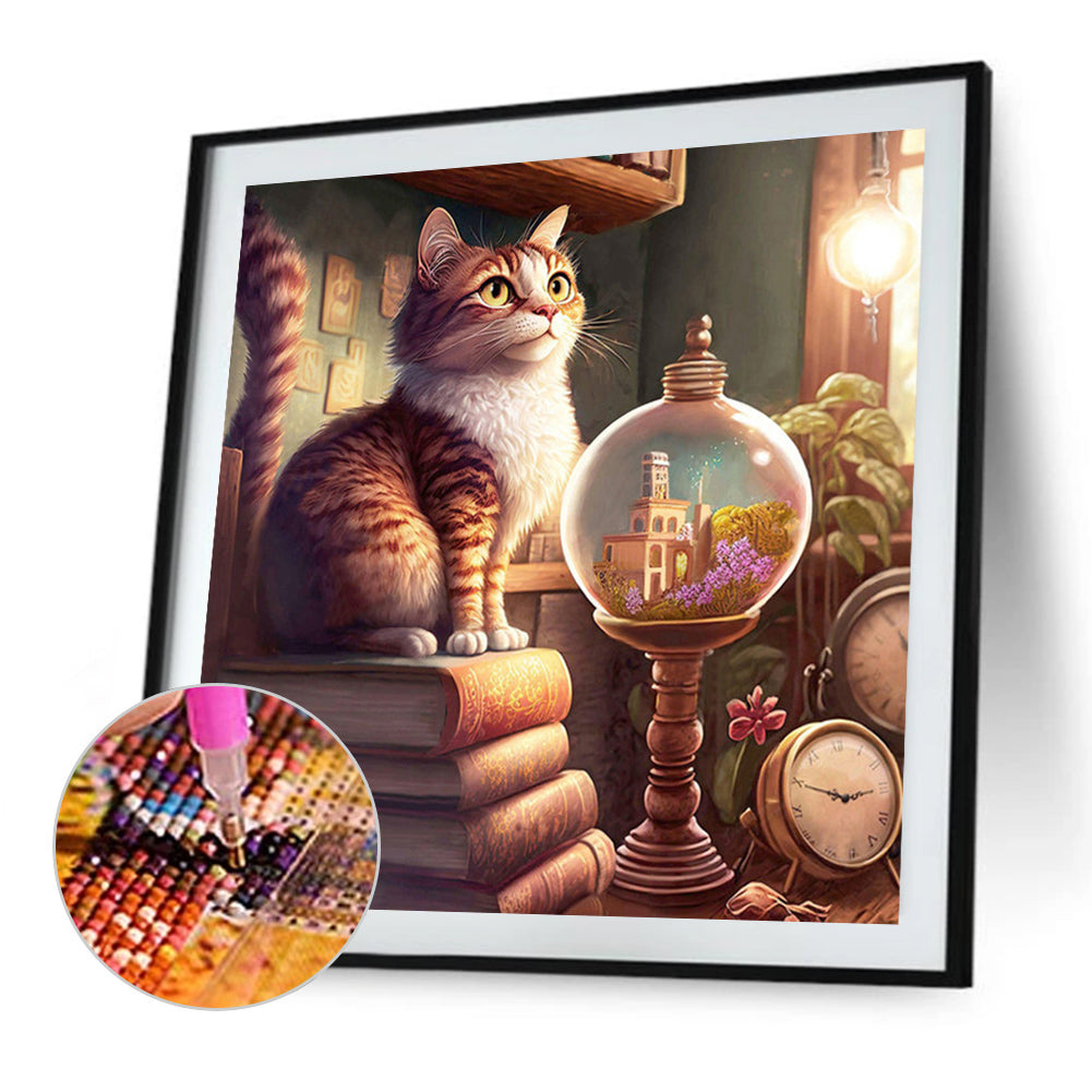 Crystal Ball Cat - Full AB Round Drill Diamond Painting 40*40CM