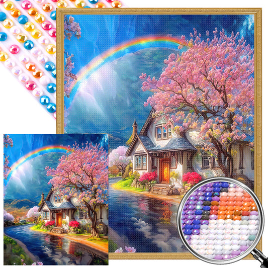 House Under The Rainbow - Full AB Round Drill Diamond Painting 40*50CM