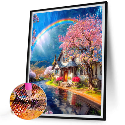 House Under The Rainbow - Full AB Round Drill Diamond Painting 40*50CM
