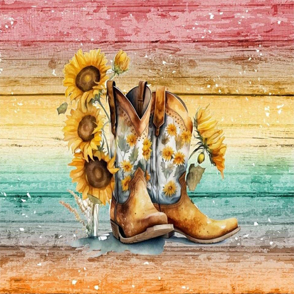 Boots Sunflower - 11CT Stamped Cross Stitch 40*40CM