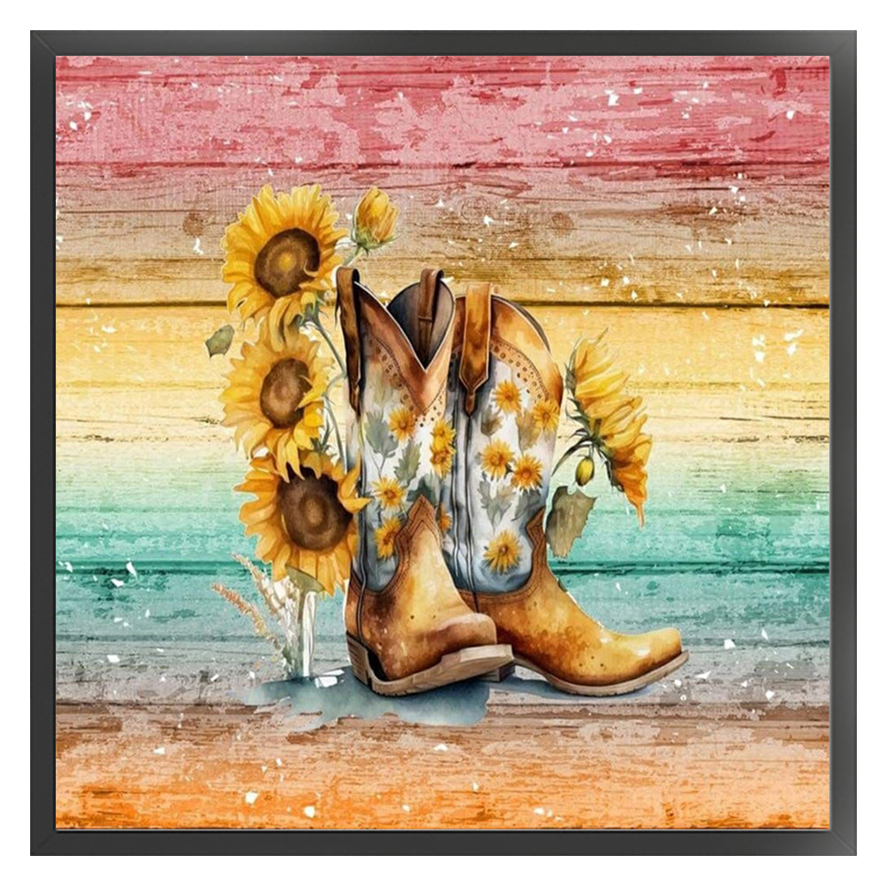 Boots Sunflower - 11CT Stamped Cross Stitch 40*40CM