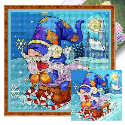 Skiing Goblin - 11CT Stamped Cross Stitch 50*50CM