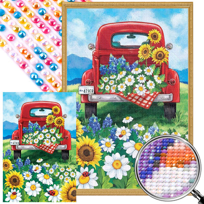 Truck Flowers - Full AB Round Drill Diamond Painting 40*60CM