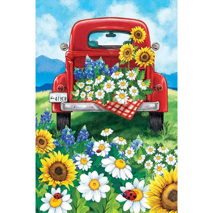 Truck Flowers - Full AB Round Drill Diamond Painting 40*60CM