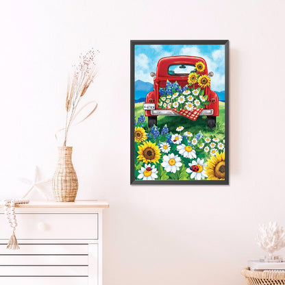 Truck Flowers - Full AB Round Drill Diamond Painting 40*60CM