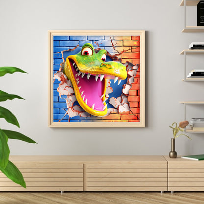 Crocodile Breaking Out Of The Wall - 11CT Stamped Cross Stitch 40*40CM