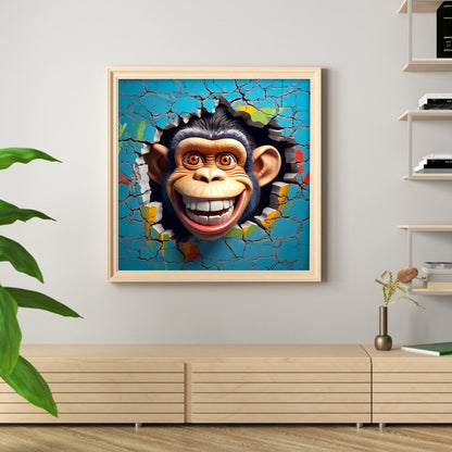 Monkey Breaking Out Of The Wall - 11CT Stamped Cross Stitch 40*40CM