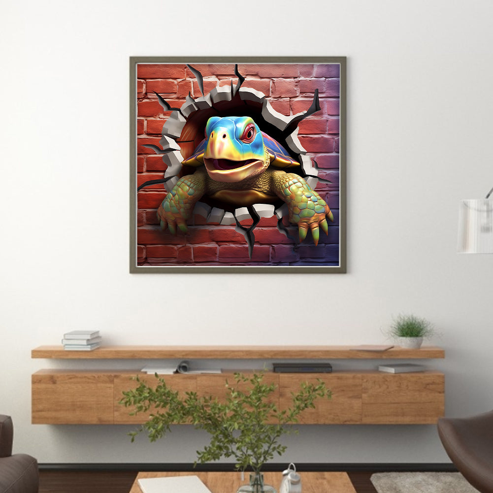 Turtle Breaking Out Of The Wall - 11CT Stamped Cross Stitch 40*40CM