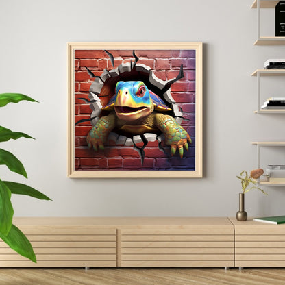 Turtle Breaking Out Of The Wall - 11CT Stamped Cross Stitch 40*40CM