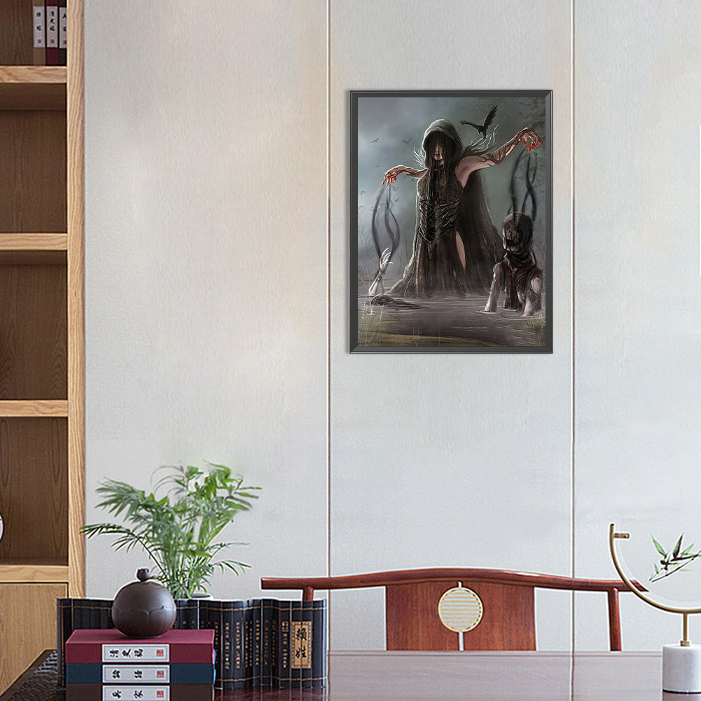 Horror Woman - Full Round Drill Diamond Painting 30*40CM