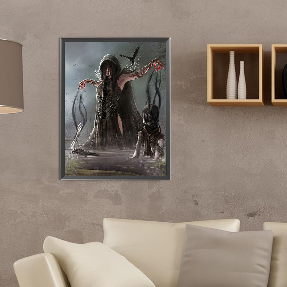 Horror Woman - Full Round Drill Diamond Painting 30*40CM