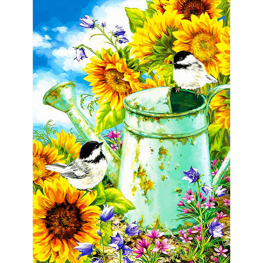 Sunflower Shower With Bird - Full Round Drill Diamond Painting 30*40CM