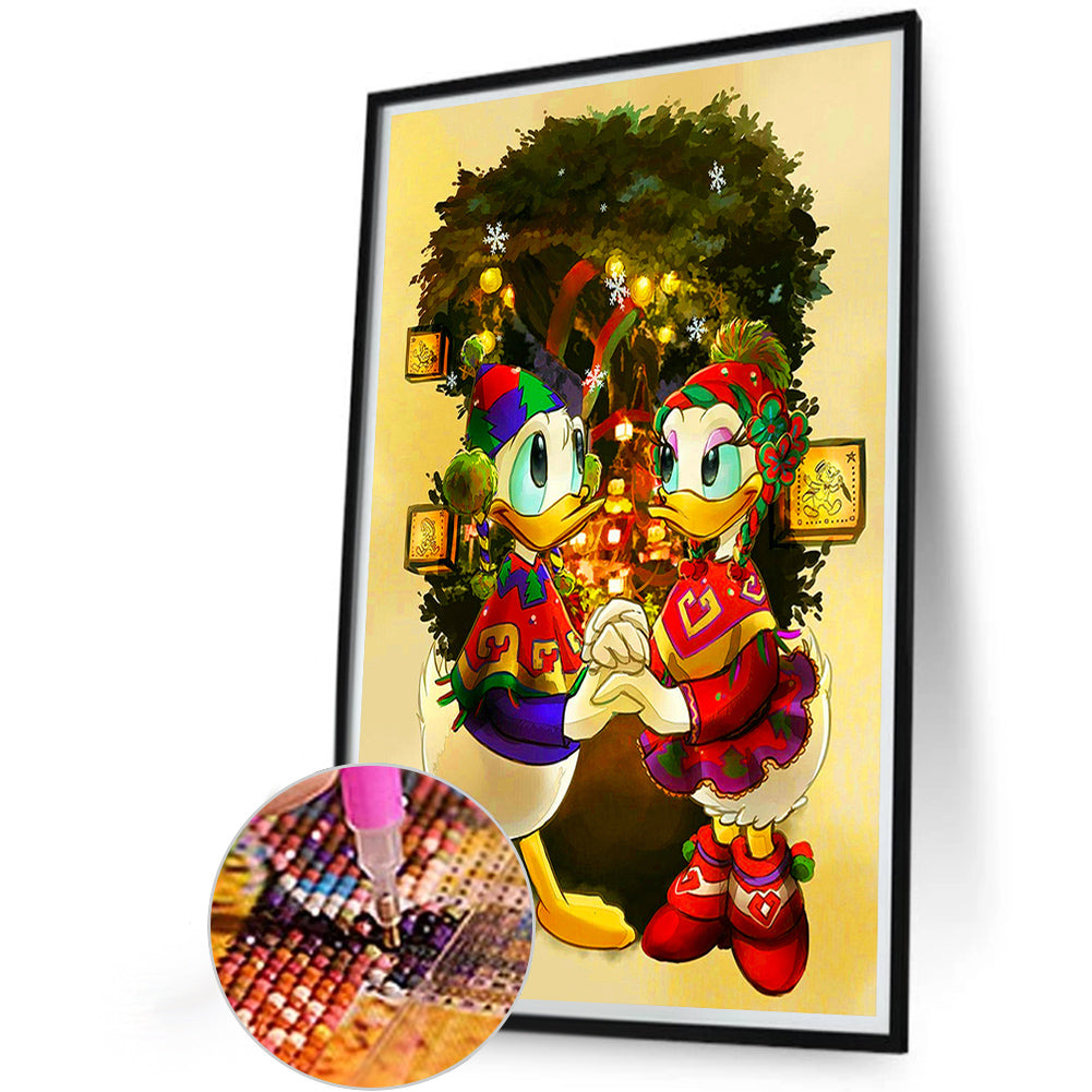 Christmas Donald Duck And Daisy - Full Round Drill Diamond Painting 40*60CM