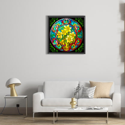 Glass Daffodil Window - Full Round Drill Diamond Painting 50*50CM