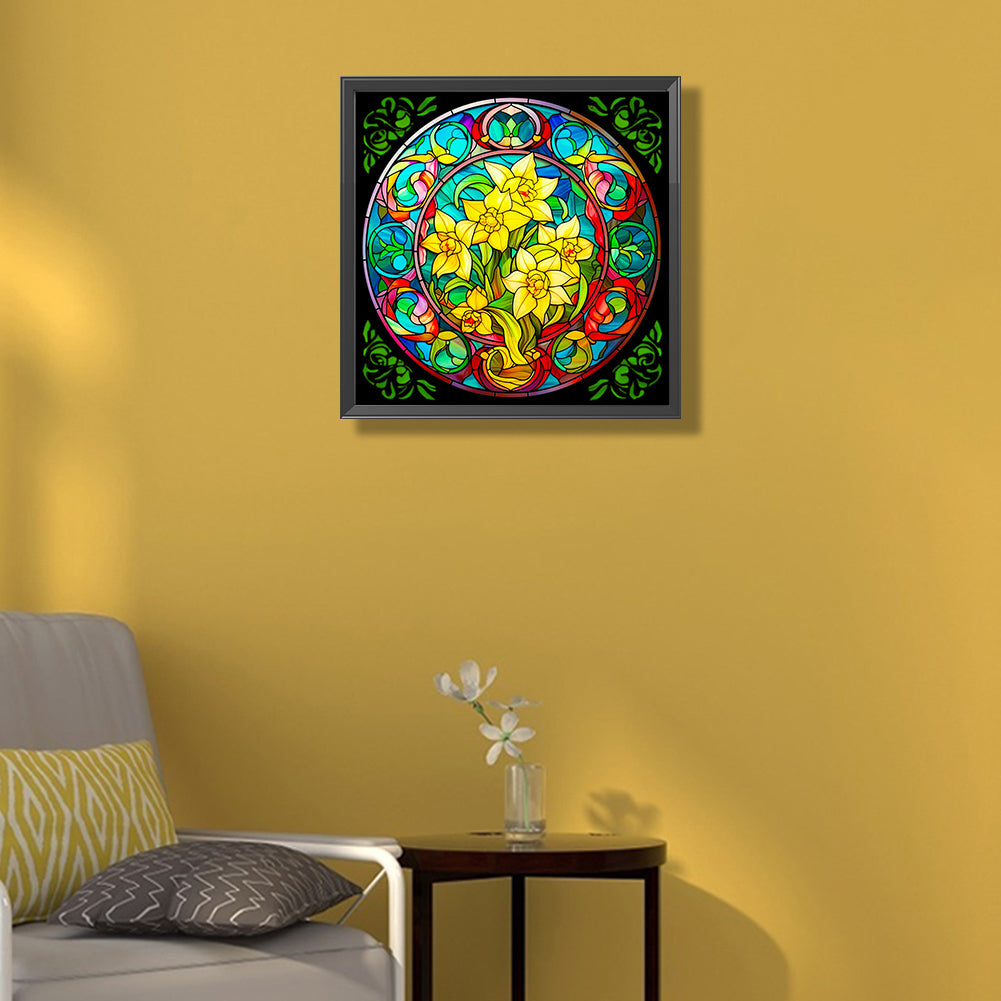 Glass Daffodil Window - Full Round Drill Diamond Painting 50*50CM