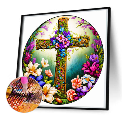 Cross And Wreath - Full Round Drill Diamond Painting 50*50CM