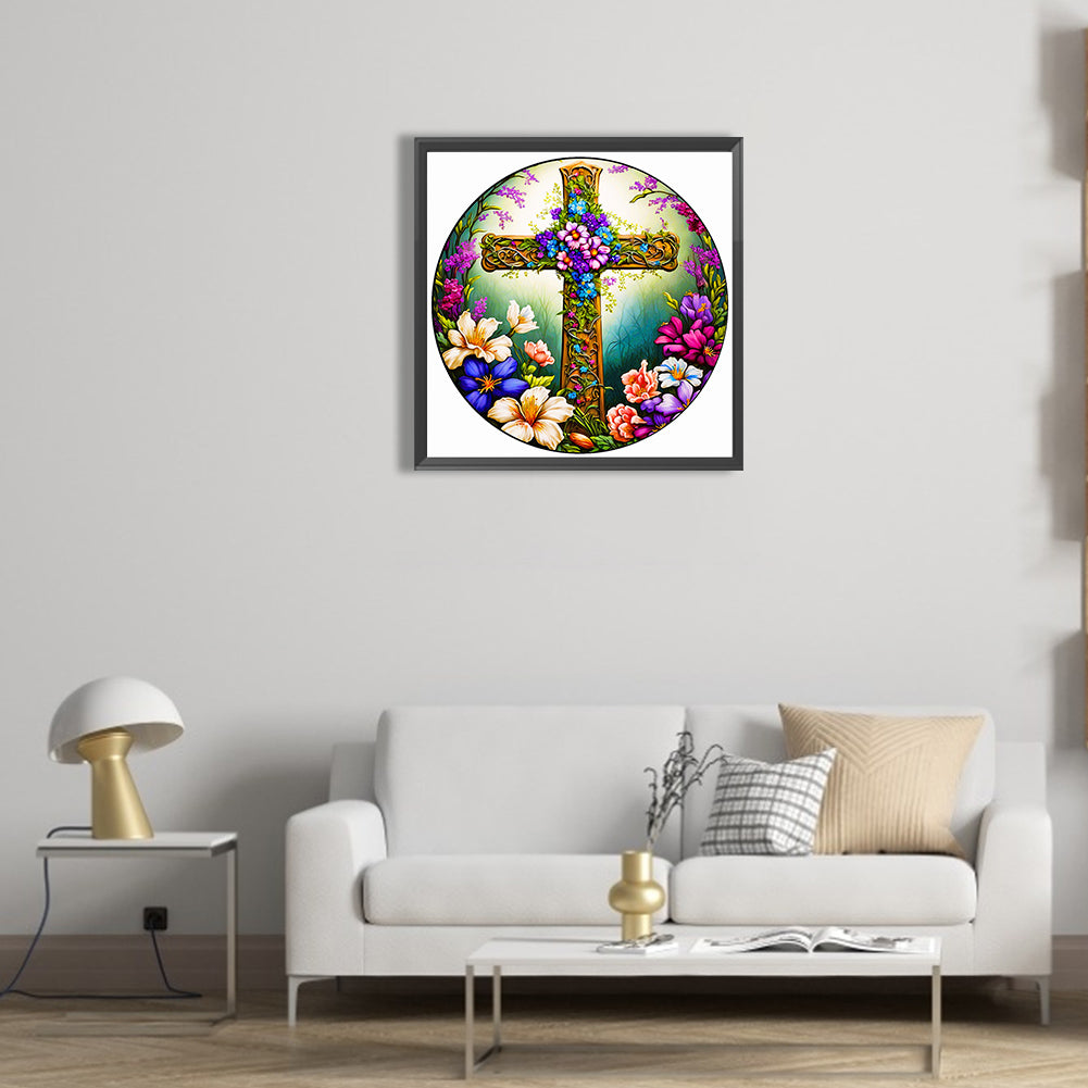 Cross And Wreath - Full Round Drill Diamond Painting 50*50CM