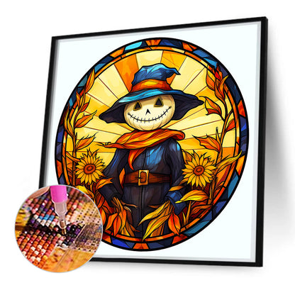 Glass Pumpkin Scarecrow - Full Round Drill Diamond Painting 50*50CM