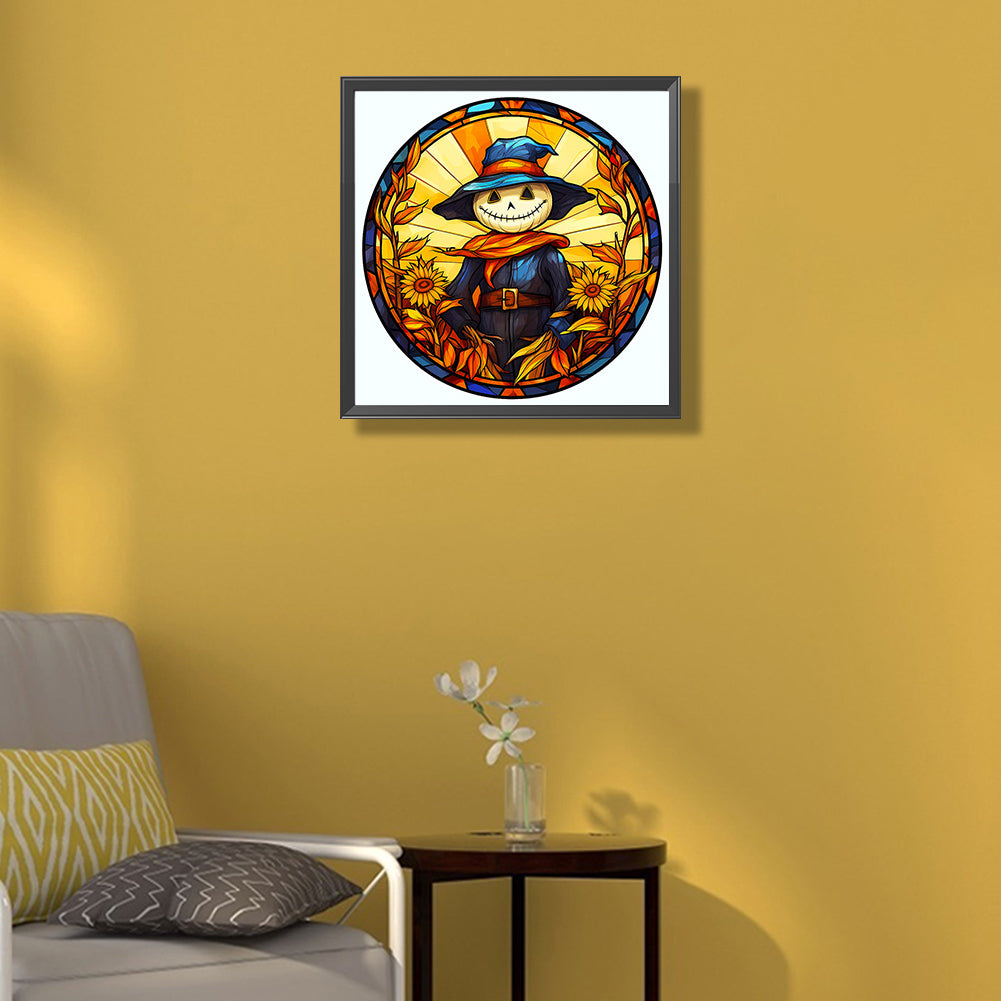 Glass Pumpkin Scarecrow - Full Round Drill Diamond Painting 50*50CM