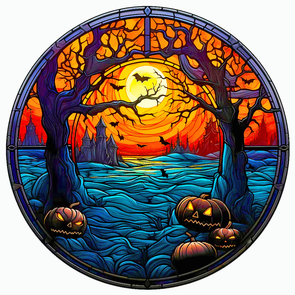 Glass Halloween Forest - Full Round Drill Diamond Painting 50*50CM
