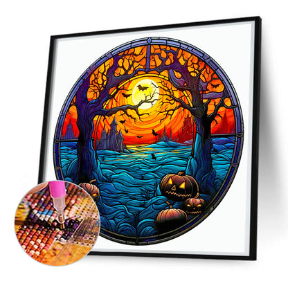 Glass Halloween Forest - Full Round Drill Diamond Painting 50*50CM