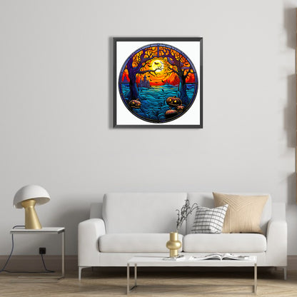 Glass Halloween Forest - Full Round Drill Diamond Painting 50*50CM