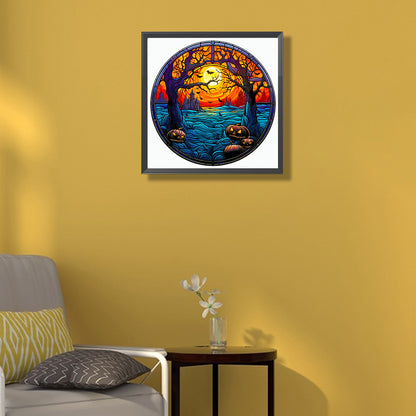 Glass Halloween Forest - Full Round Drill Diamond Painting 50*50CM