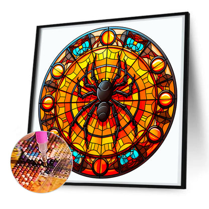 Glass Halloween Spider - Full Round Drill Diamond Painting 50*50CM