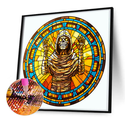 Glass Halloween Mummy - Full Round Drill Diamond Painting 50*50CM