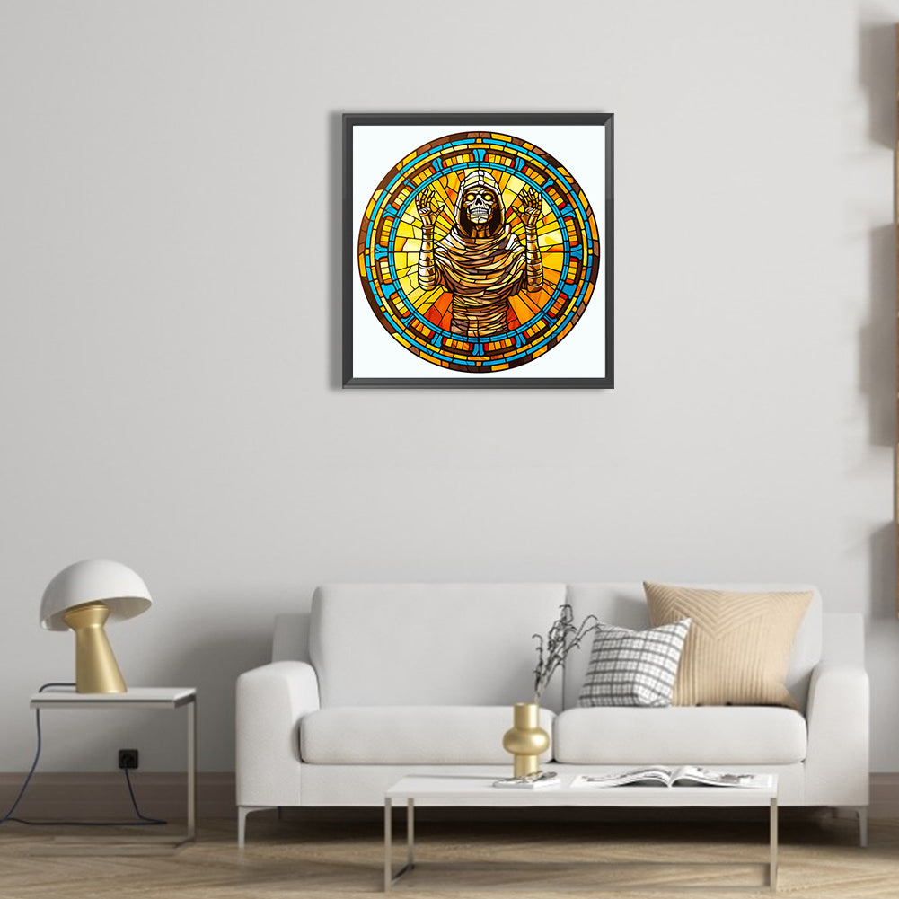 Glass Halloween Mummy - Full Round Drill Diamond Painting 50*50CM