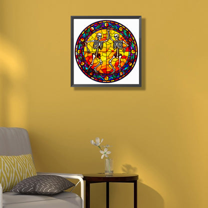 Glass Halloween Skull - Full Round Drill Diamond Painting 50*50CM