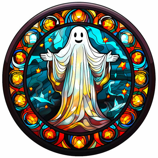 Glass Halloween Ghost - Full Round Drill Diamond Painting 50*50CM