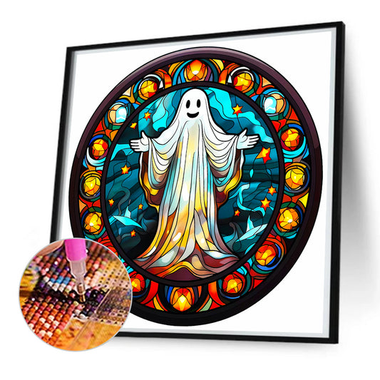 Glass Halloween Ghost - Full Round Drill Diamond Painting 50*50CM