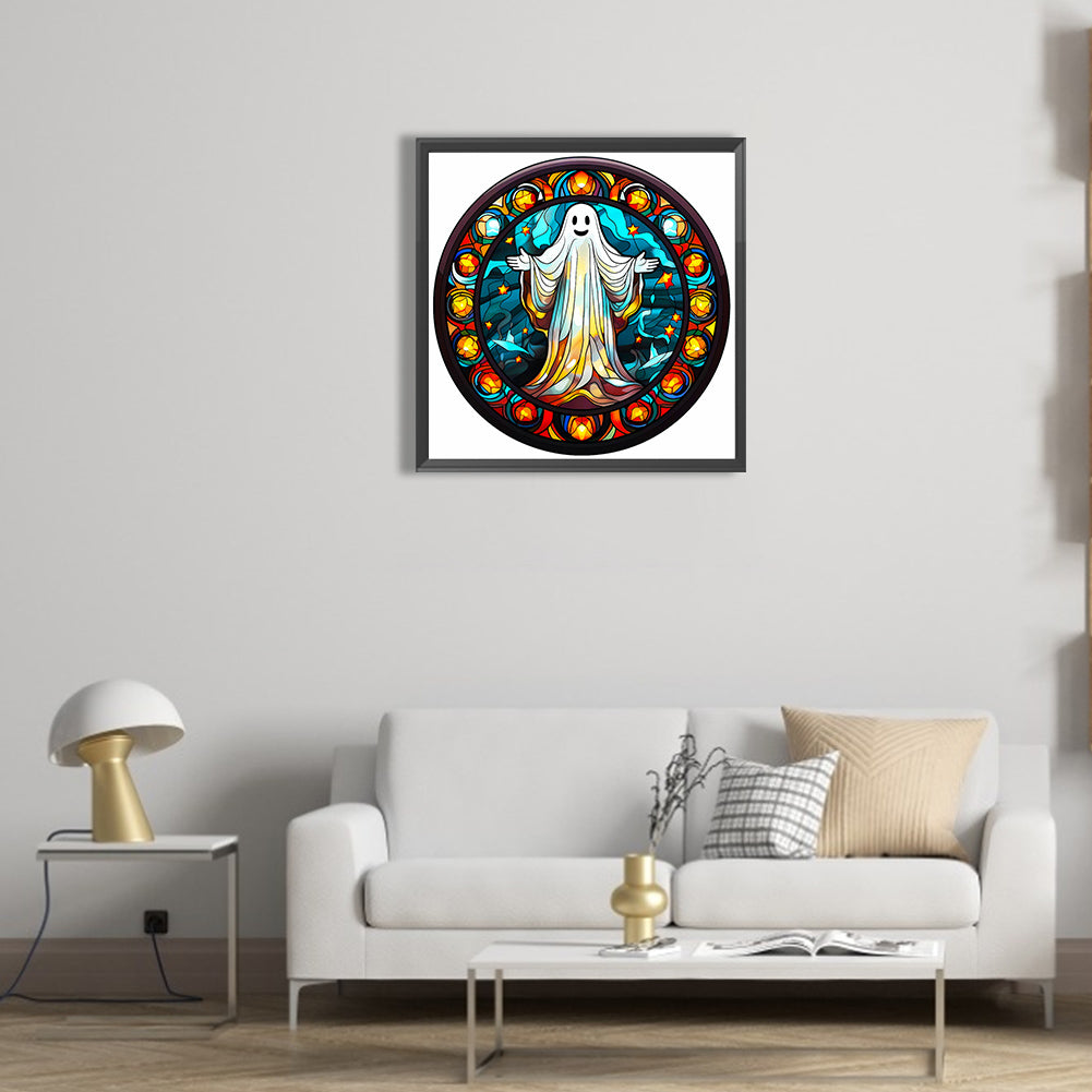 Glass Halloween Ghost - Full Round Drill Diamond Painting 50*50CM