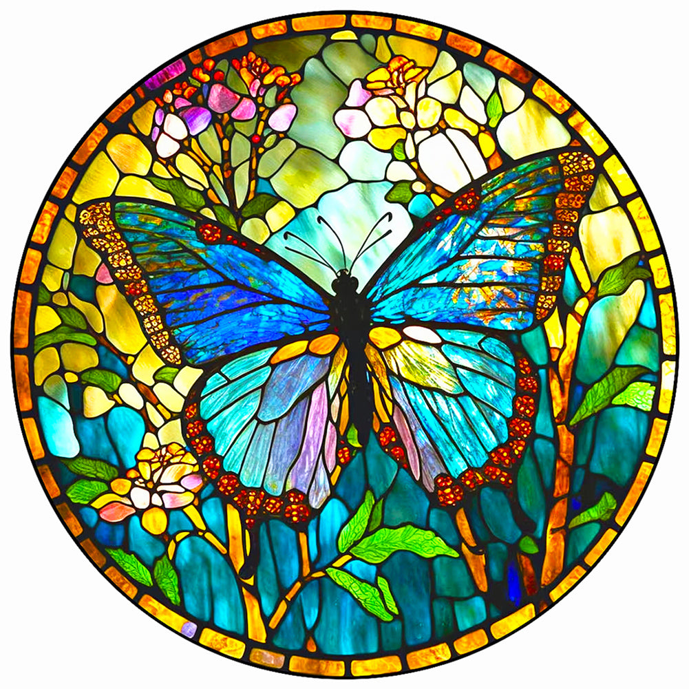 Glass Butterfly - Full Round Drill Diamond Painting 50*50CM