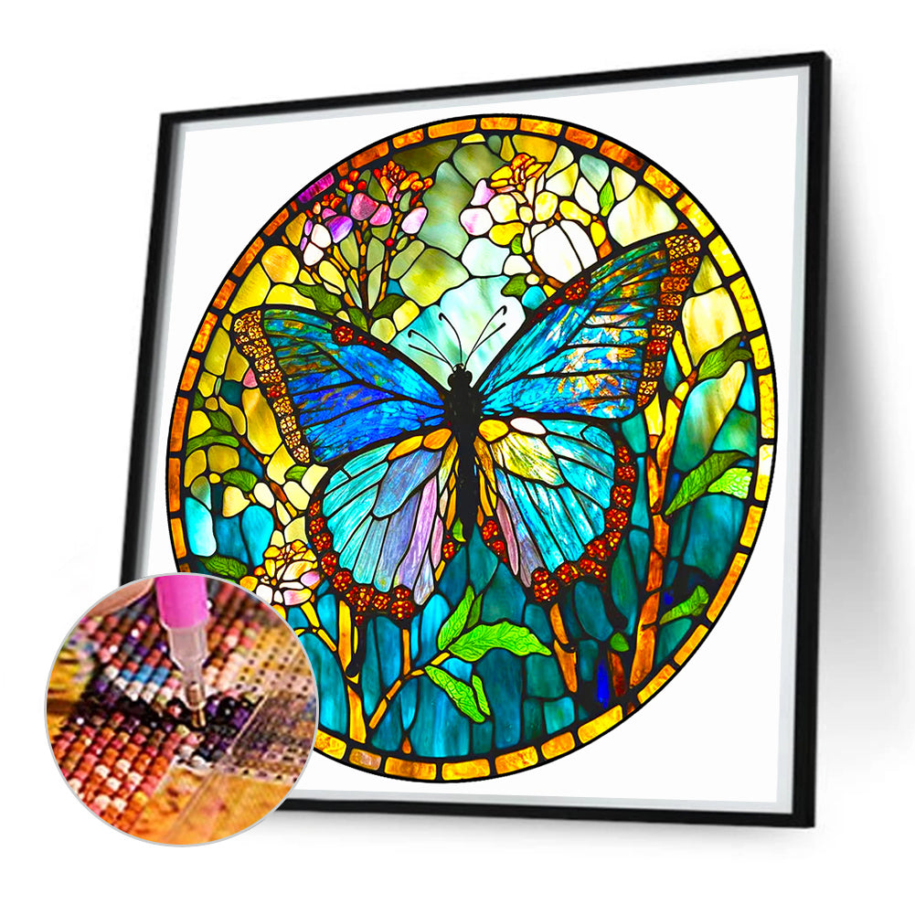 Glass Butterfly - Full Round Drill Diamond Painting 50*50CM