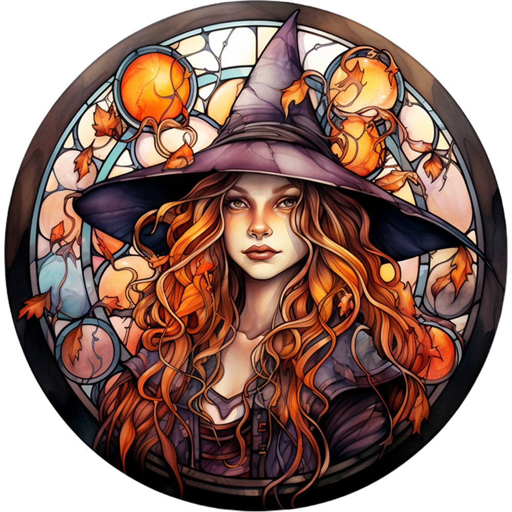 Glass Painting-Halloween Witch - 18CT Stamped Cross Stitch 25*25CM