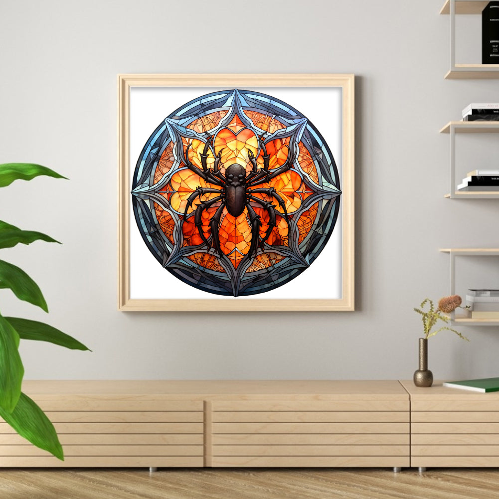 Glass Painting-Halloween Spider - 18CT Stamped Cross Stitch 25*25CM