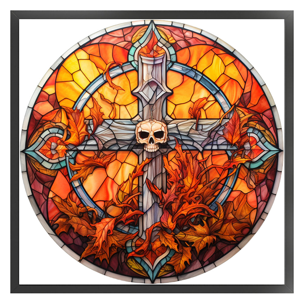 Glass Painting-Halloween - 18CT Stamped Cross Stitch 25*25CM