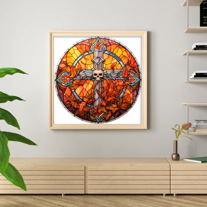 Glass Painting-Halloween - 18CT Stamped Cross Stitch 25*25CM