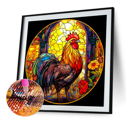 Glass Painted Rooster - Full Round Drill Diamond Painting 40*40CM